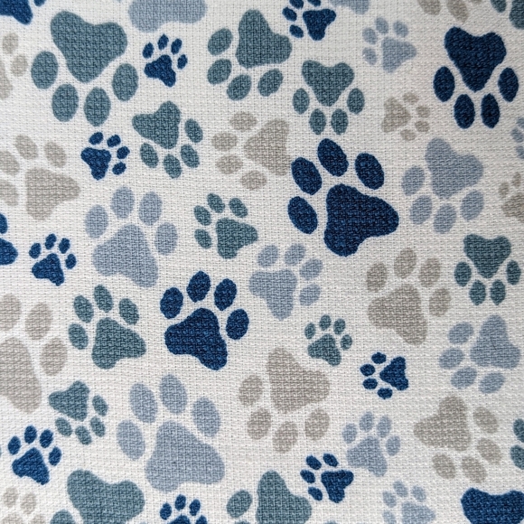 Kitchen Towel Set Of Two (2) Dog Applique Heads Tails Paw Prints White Blue NWT - Picture 6 of 10